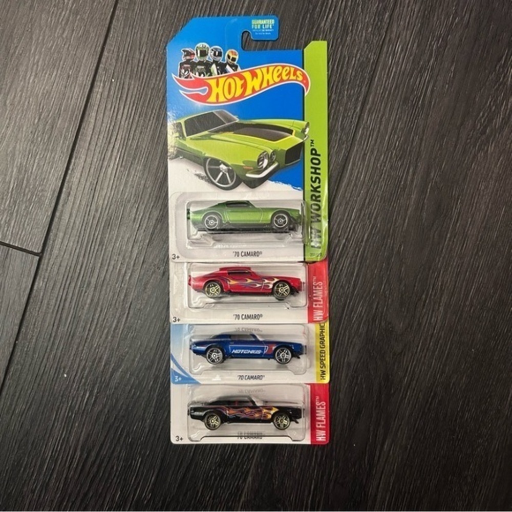 Hot Wheels ’70 Camaro Lot of 4 HW Flames Speed Graphics Workshop - card damage